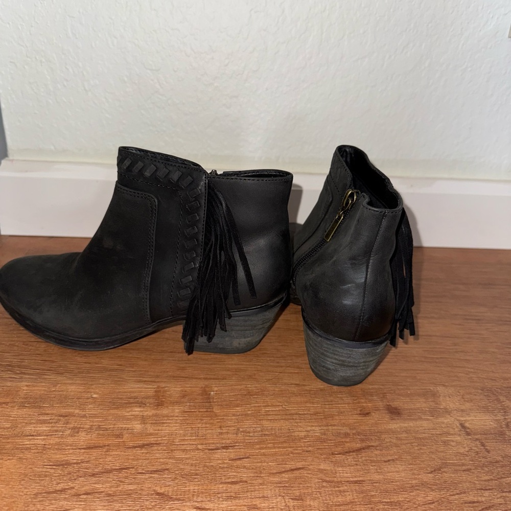 Black Fringe Ankle Boots